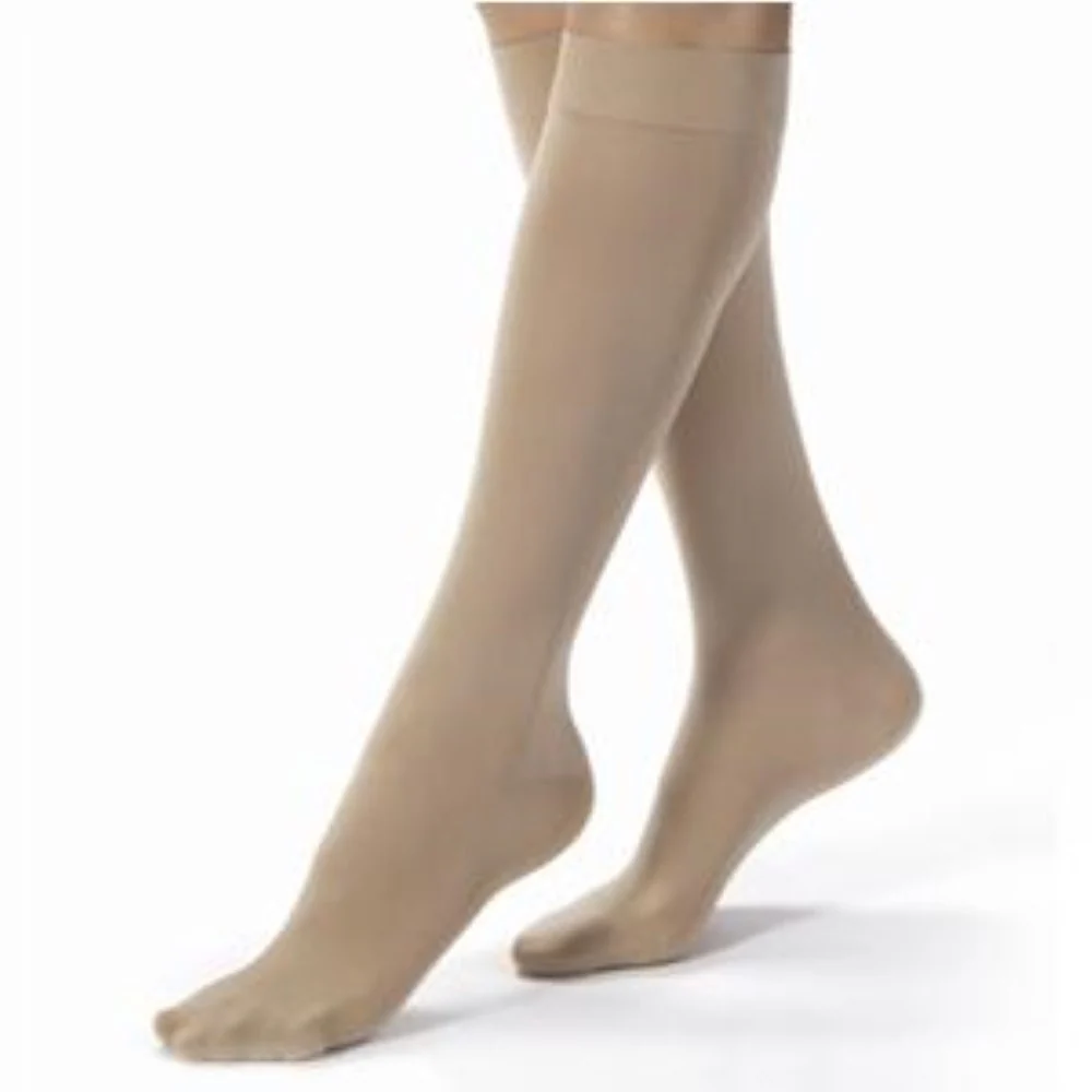 BSN Jobst Women's Opaque Knee-High Extra Firm Compression Stockings, Closed Toe, Small, Silky Beige
