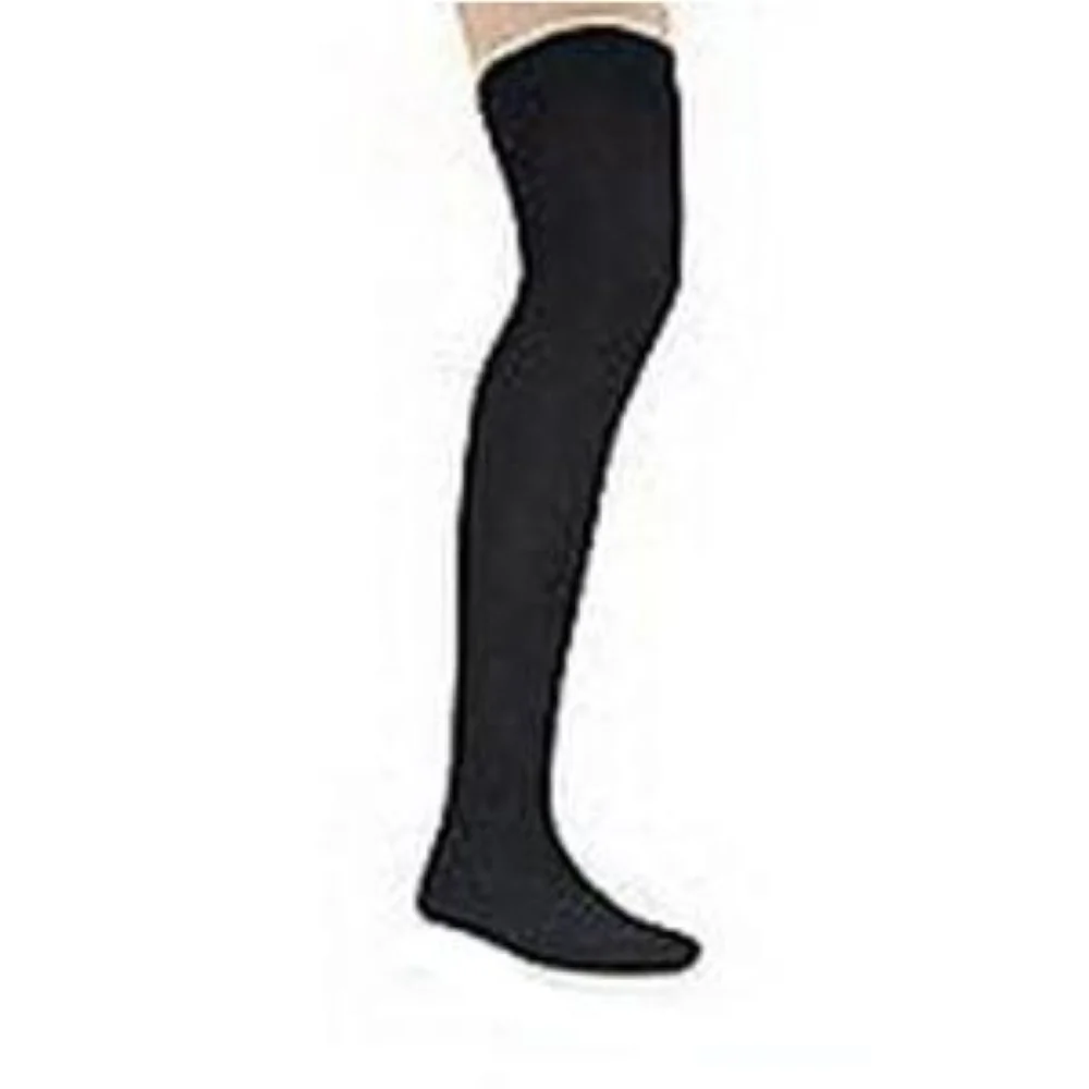 BSN Jobst For Men Thigh-High Ribbed Extra Firm Compression Stockings, Closed Toe, Medium, Black