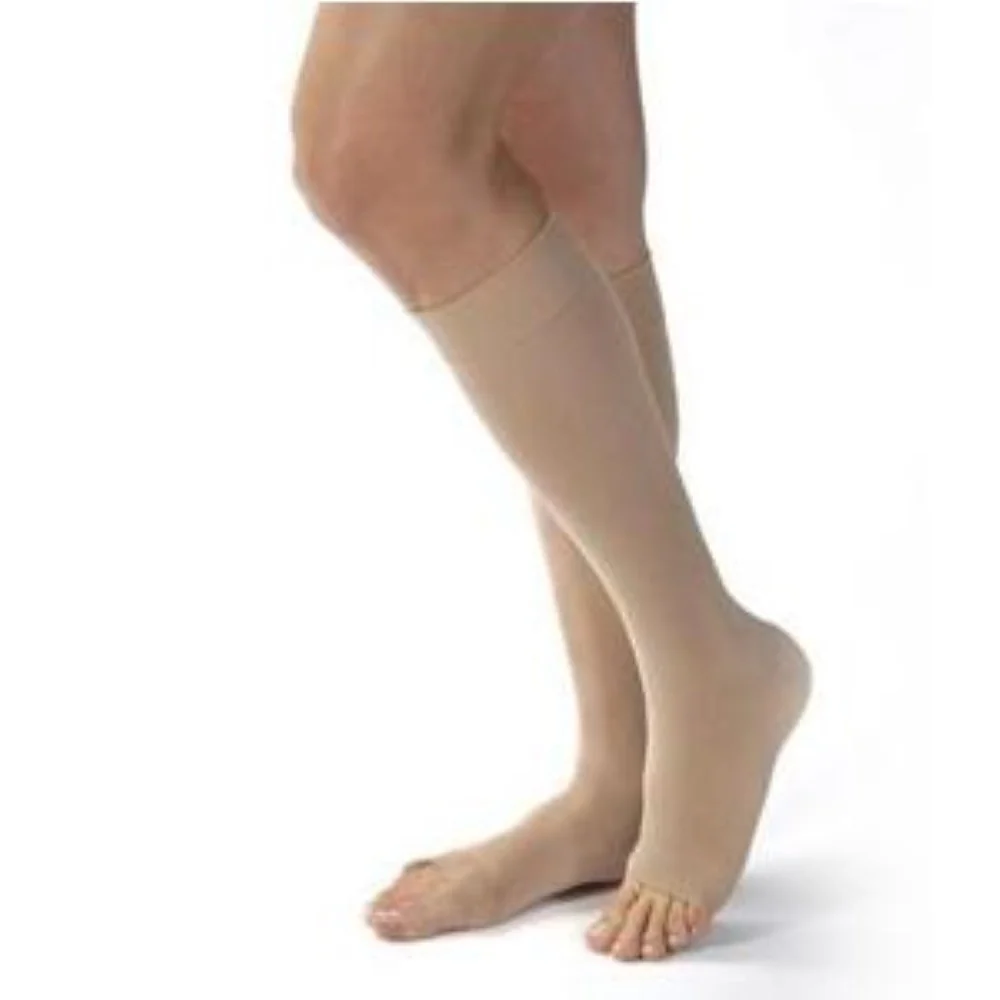 BSN Jobst Women's Opaque Knee-High Extra Firm Compression Stockings, Open Toe, Large Petite, Natural