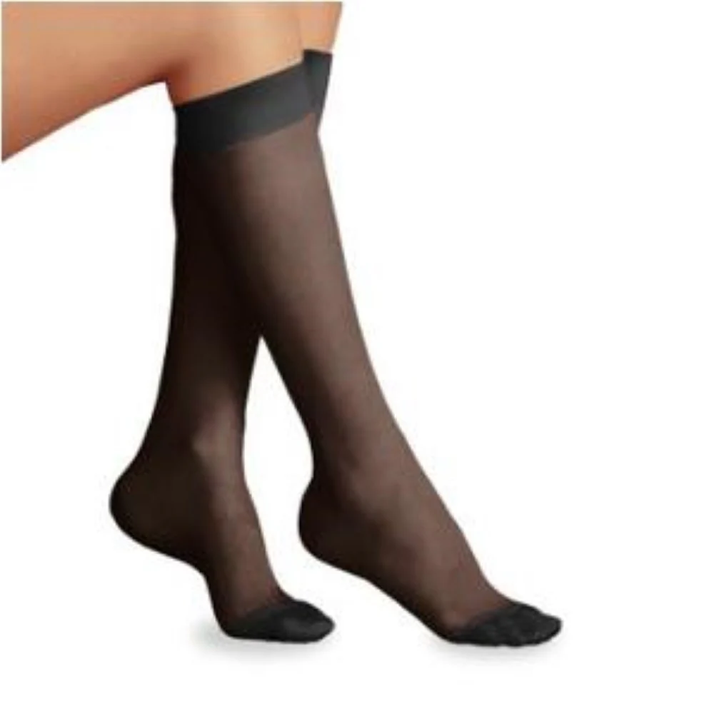 BSN Jobst Women's UltraSheer Knee-High Firm Compression Stockings, Closed Toe, Large Full Calf, Black