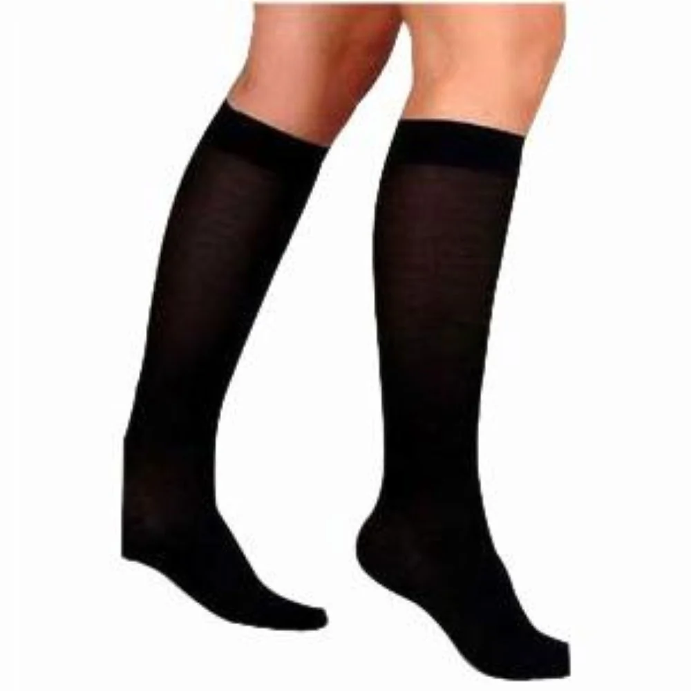 BSN Jobst Women's UltraSheer Knee-High Firm Compression Stockings, Closed Toe, XL Full Calf, Classic Black