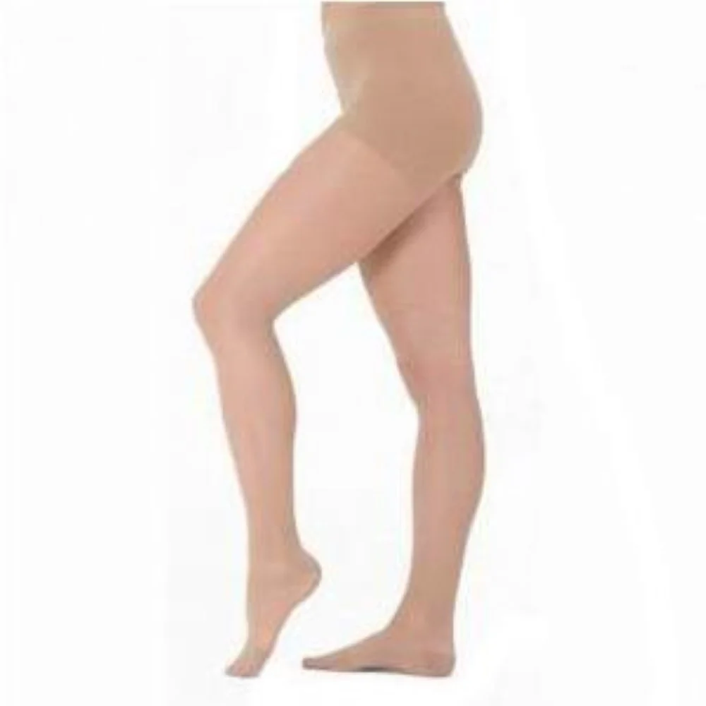 BSN Jobst Women's UltraSheer Thigh-High Firm Compression Stockings with Lace Silicone Strip, Closed Toe, Medium, Honey