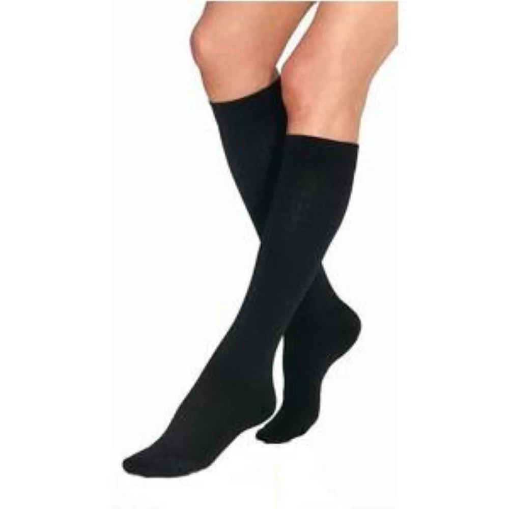 BSN Jobst Women's UltraSheer Knee-High Extra Firm Compression Stockings, Closed Toe, Medium, Classic Black
