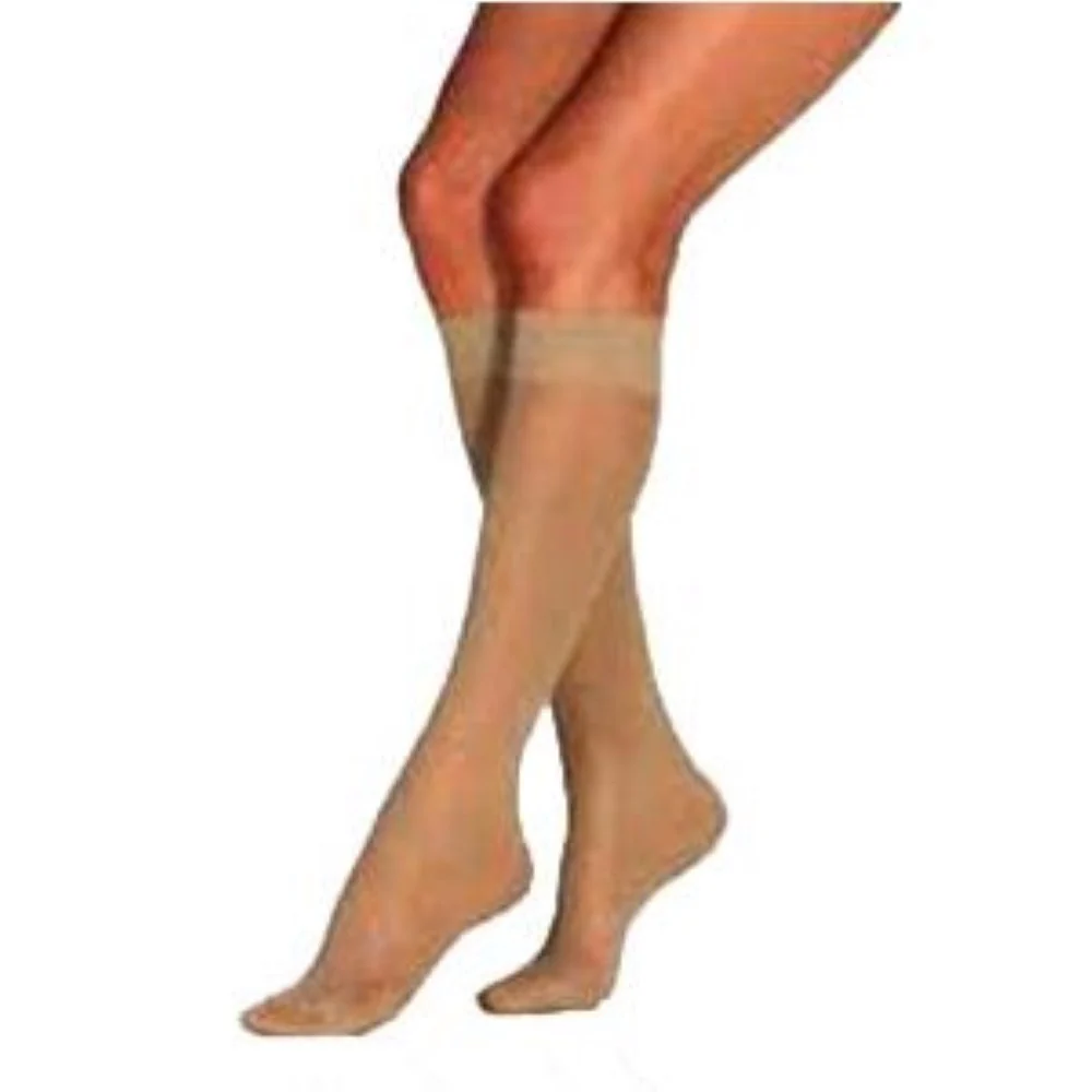 BSN Jobst Women's UltraSheer Knee-High Firm Compression Stockings, Closed Toe, Small, Suntan