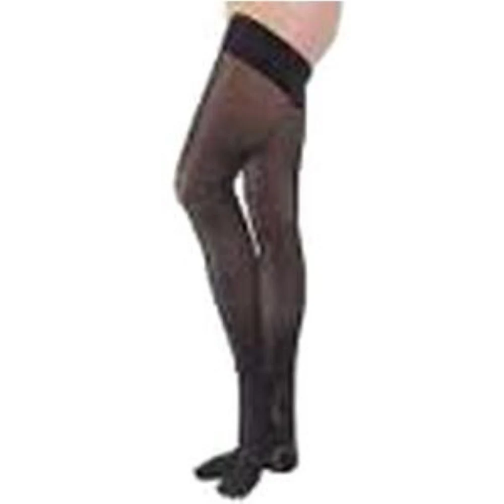 BSN Jobst Women's UltraSheer Thigh-High Extra Firm Compression Stockings with Lace Silicone Strip, Closed Toe, Small, Classic Black