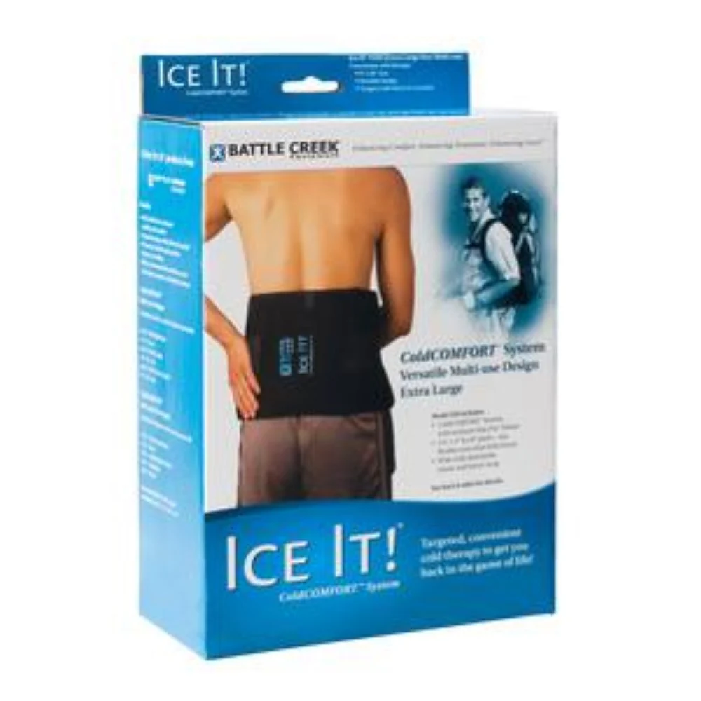 Battle Creek Ice It! ColdComfort Ice Pack Wrap with 3 Cold Packs 9 x 20 Inches