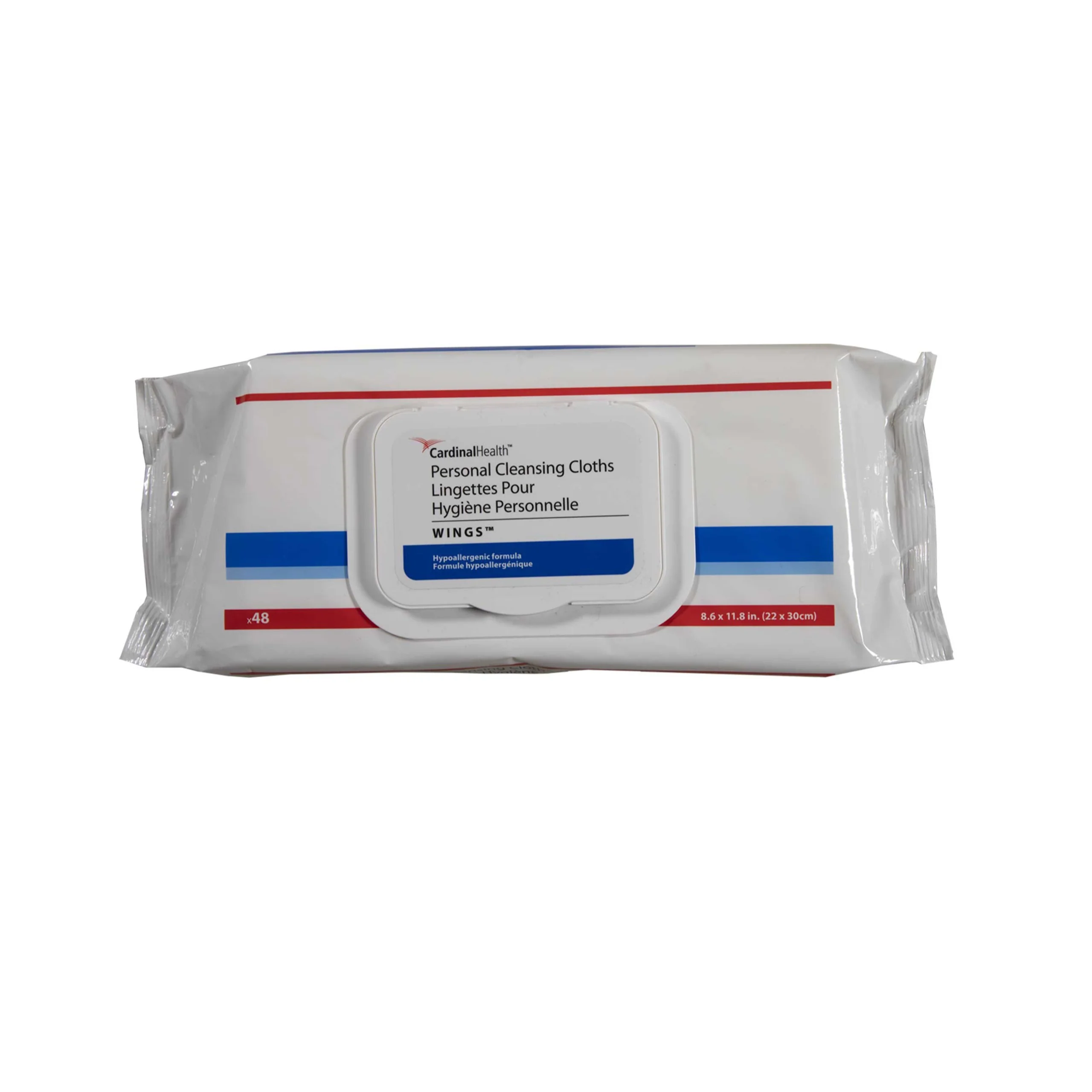 Cardinal Health Wings Personal Cleansing Cloth Infused with Vitamin E, Chamomile, and Aloe Vera, No-Rinse Formulation, Softpack - Image 2