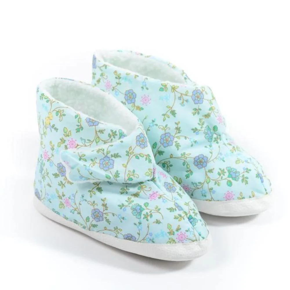 CareApparel CareActive Ladies EdemaBoots Indoor Diabetic Slippers, Blue Floral
