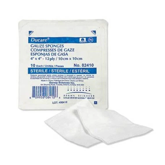 Derma Sciences Ducare 100% Cotton Woven Sterile Gauze Sponge, 12-Ply, Various Sizes - Image 4