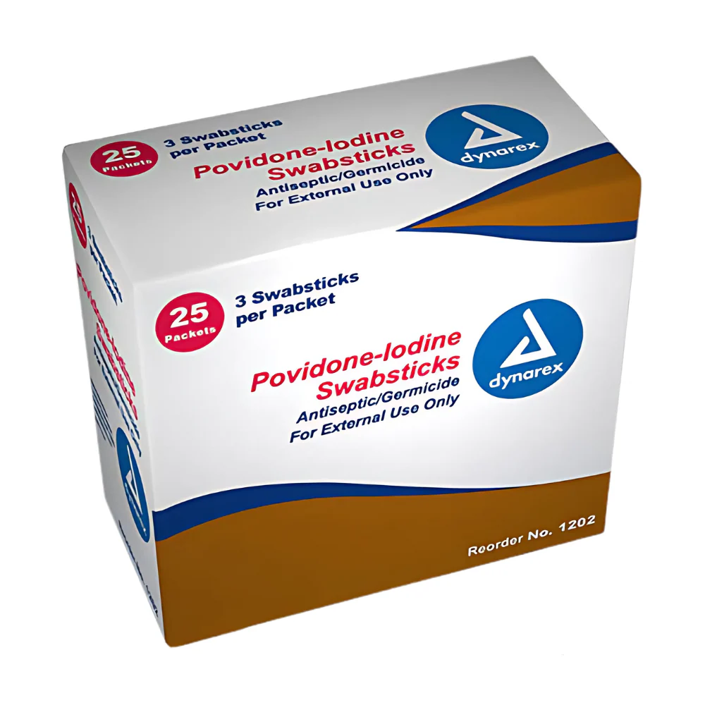 Dynarex 10% USP Povidone-Iodine 4 in. Swabsticks, Skin Antiseptic/Germicide, First Aid Antimicrobial - Image 4