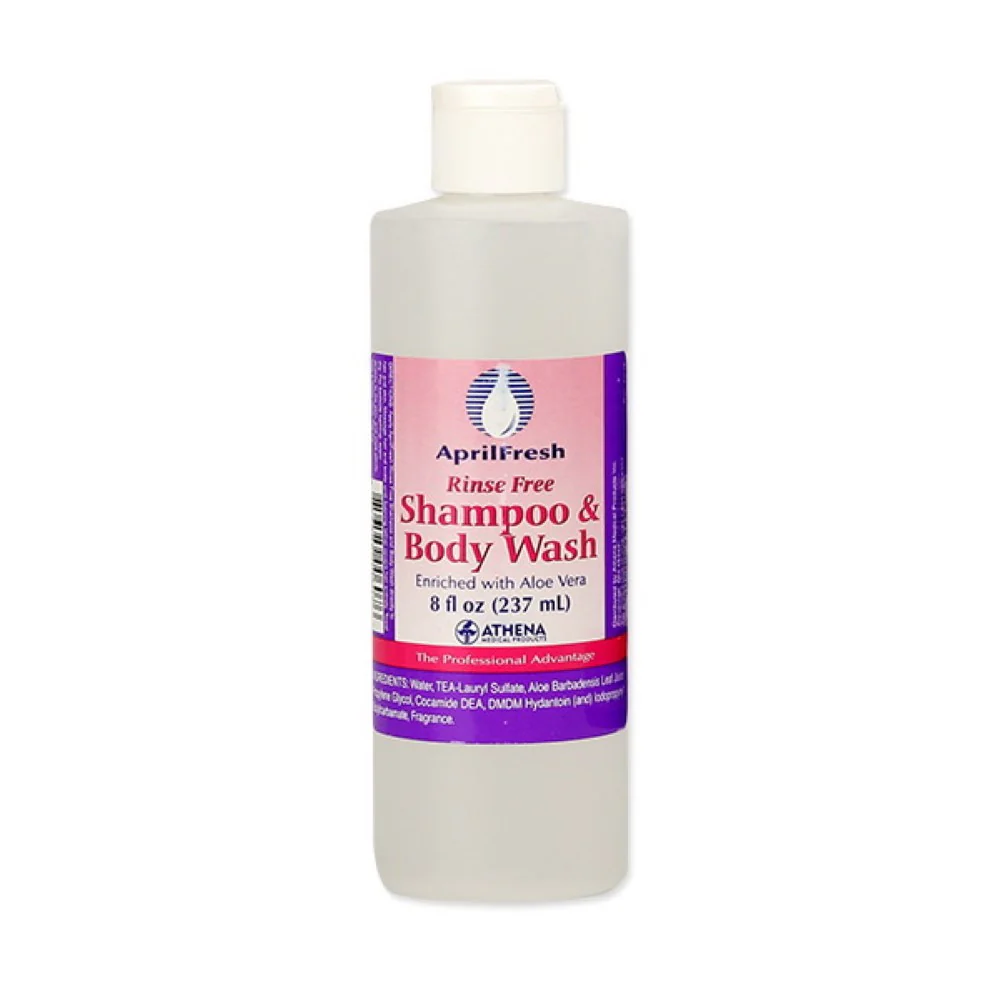 AprilFresh Rinse Free Shampoo & Body Wash with Aloe Vera 8 oz Bottle with Flip-top Cap