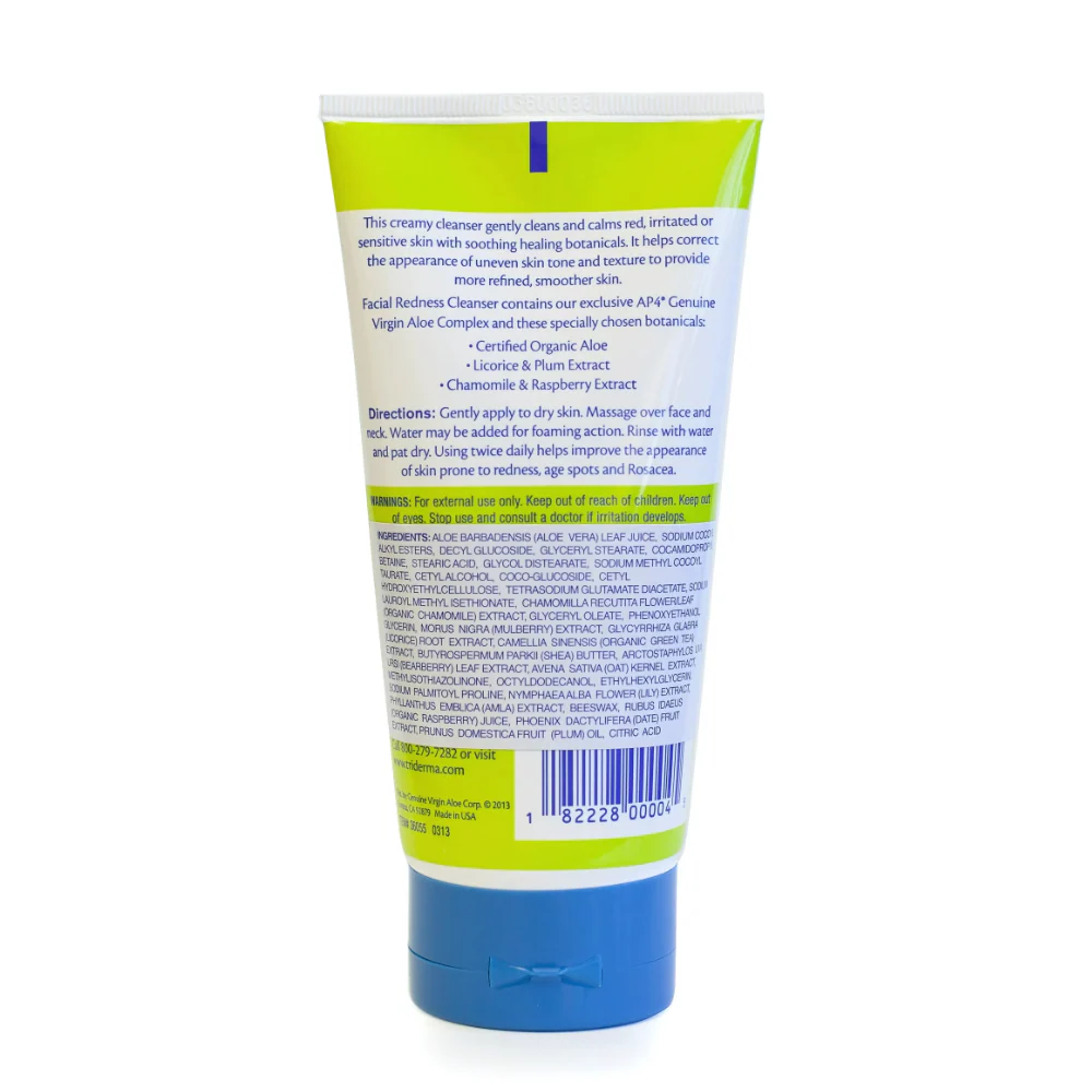 Genuine Virgin Aloe TriDerma Facial Redness Cleanser Cream, 6.2 oz. Tube - Image 2