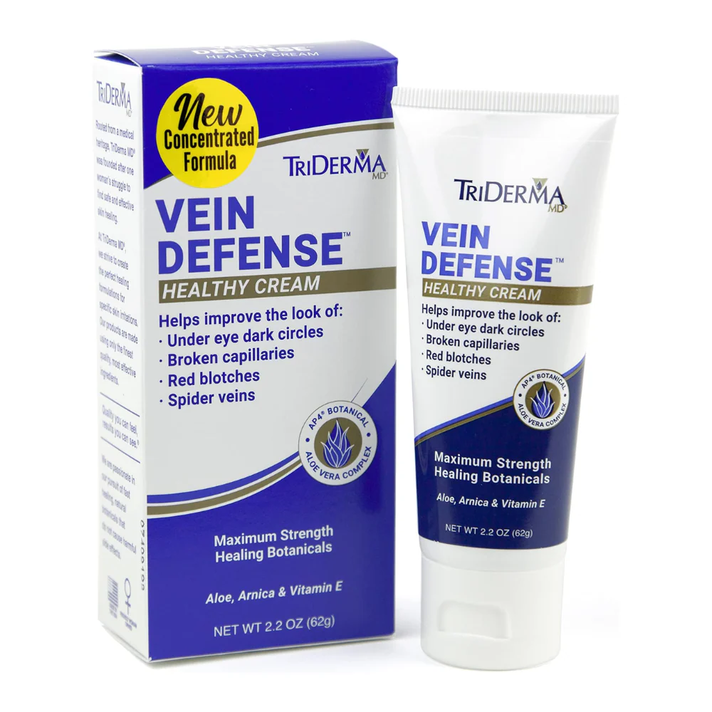 Genuine Virgin Aloe TriDerma Vein Defense Healing Cream, 2.2 oz Tube