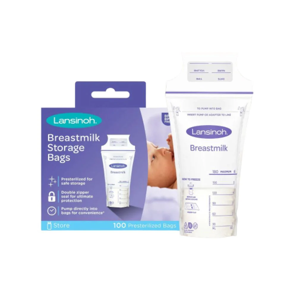 Emerson Lansinoh Breast Milk Storage Bag, 6 oz, 100 Count, Clear