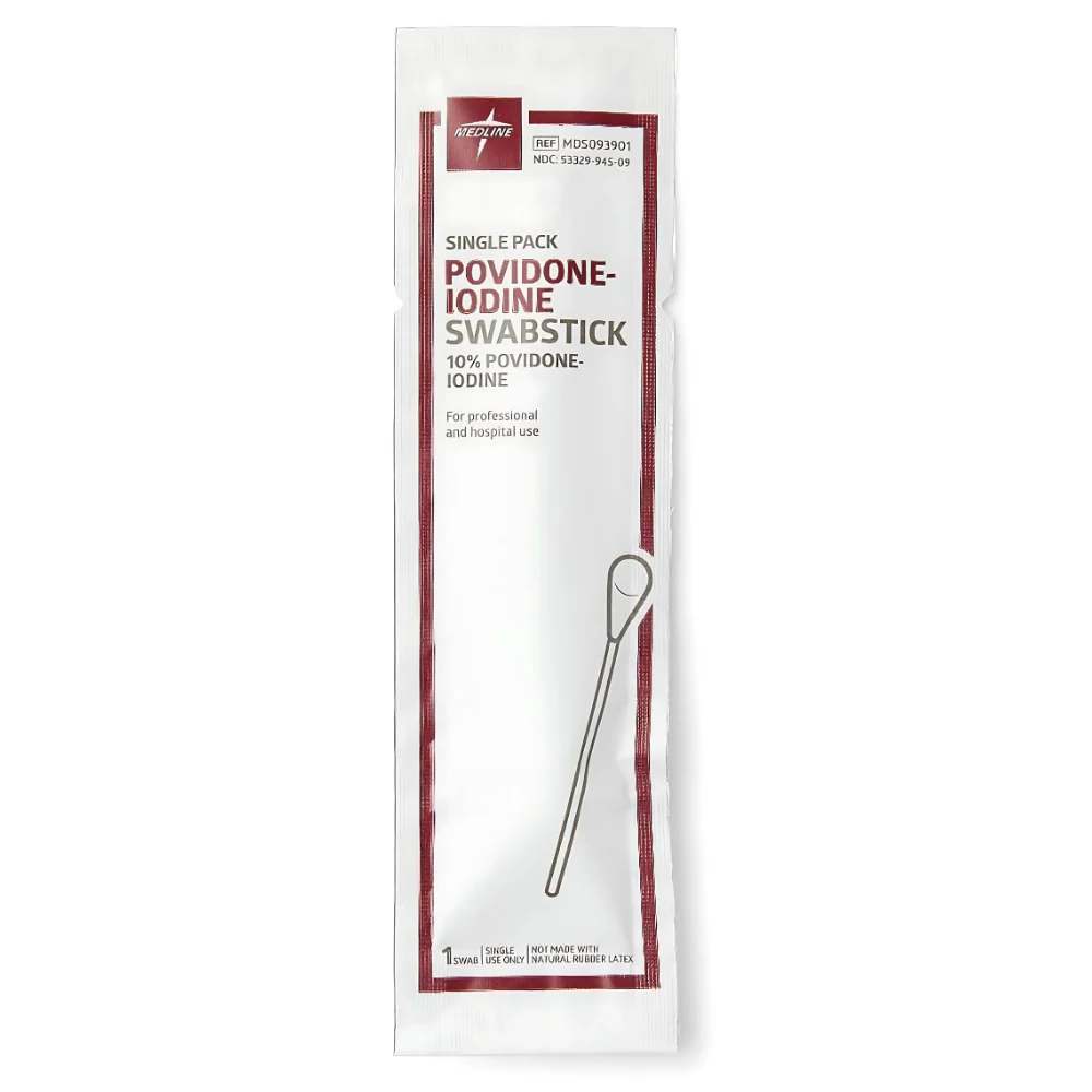 Medline 10% USP Povidone-Iodine 4 in. Swabsticks, Skin Antiseptic/Germicide, First Aid Antimicrobial