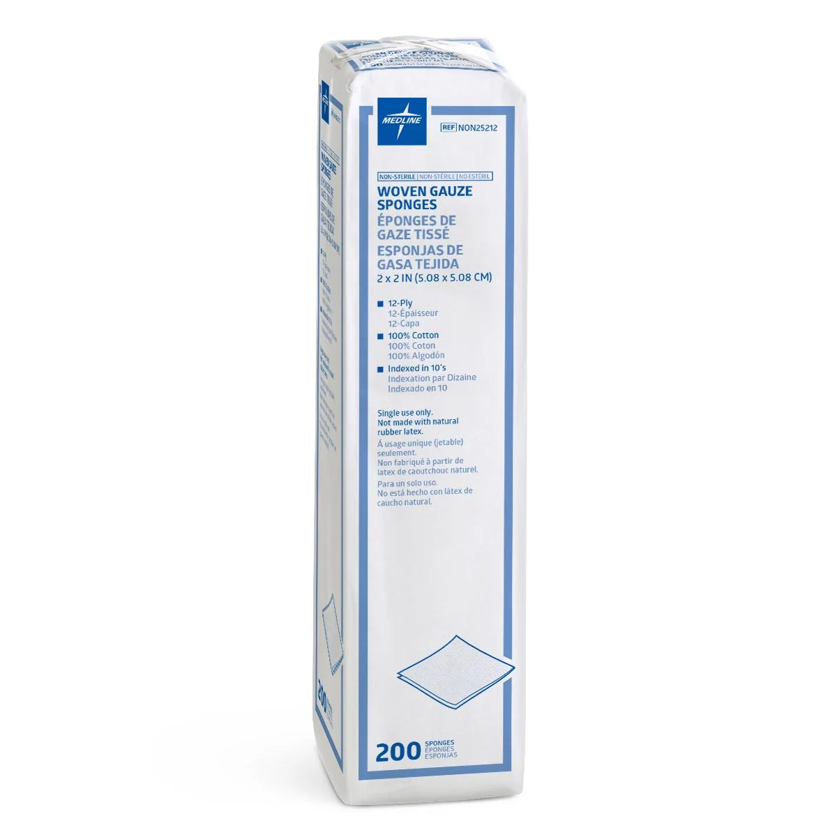 Medline 100% Cotton Woven Non-Sterile Gauze Sponges, 12 Ply, Multiple Sizes - Image 2