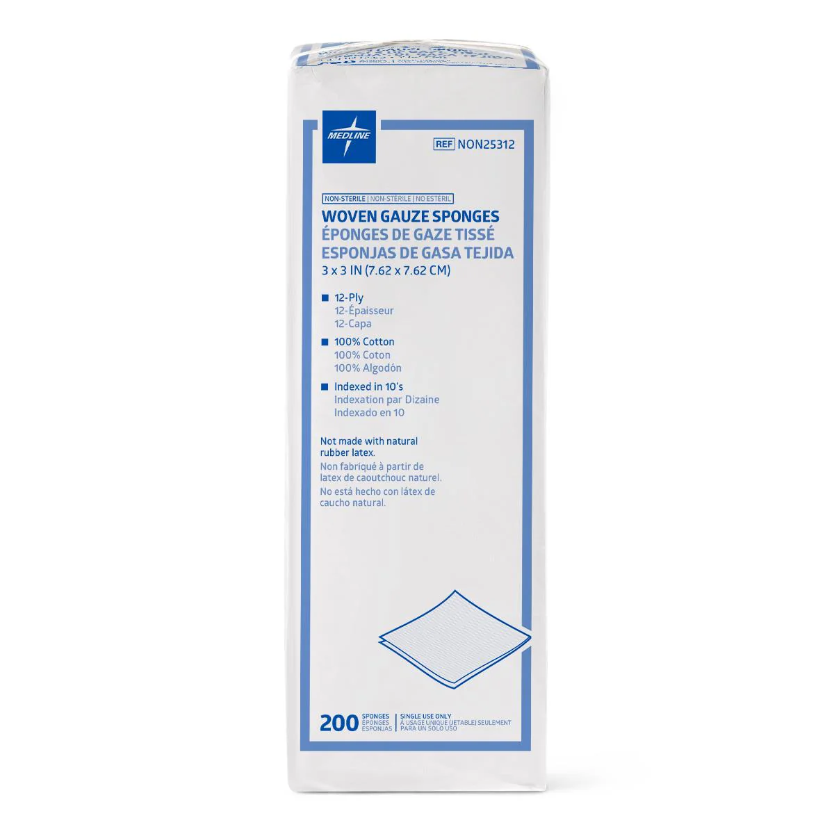 Medline 100% Cotton Woven Non-Sterile Gauze Sponges, 12 Ply, Multiple Sizes - Image 4