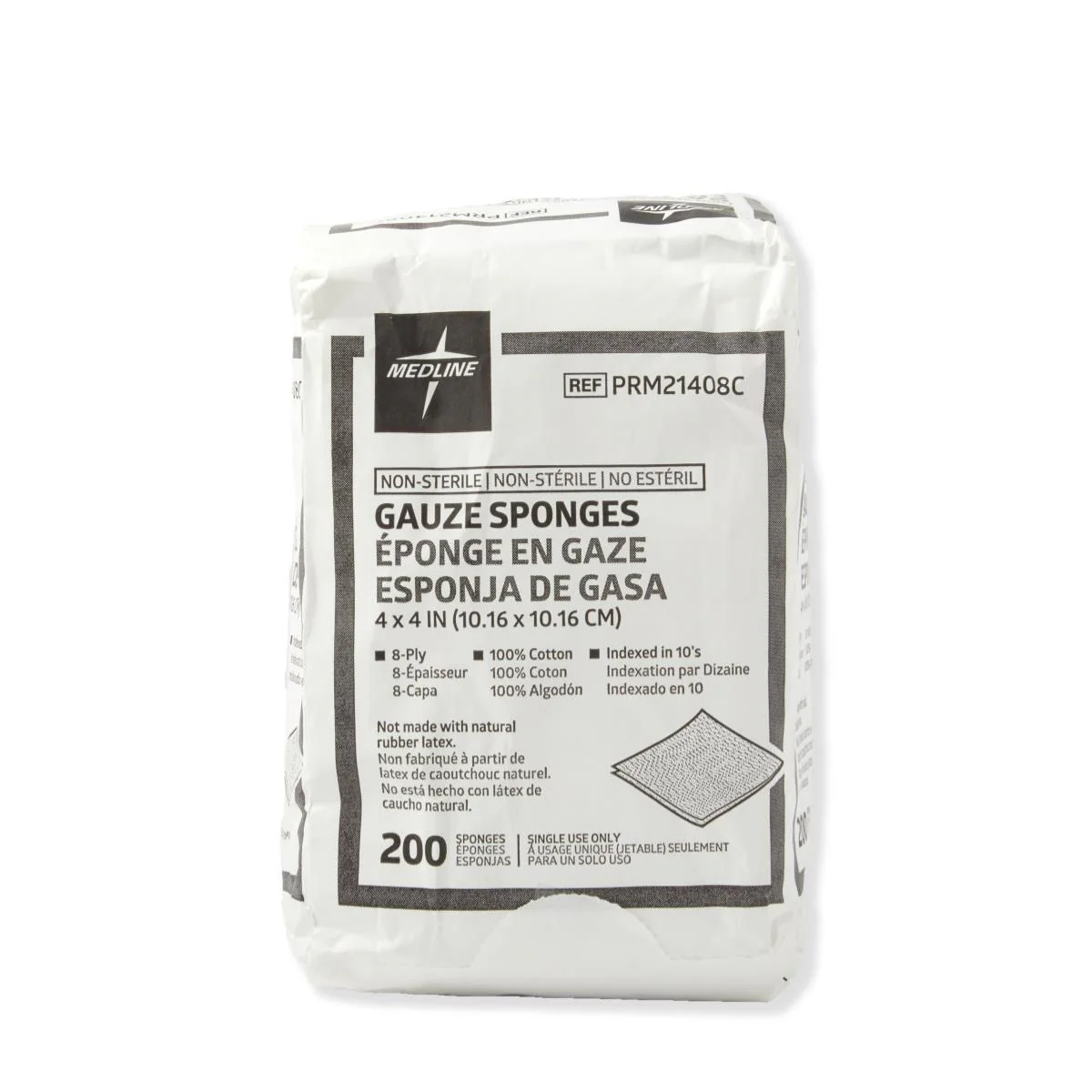 Medline 100% Cotton Woven Non-Sterile Gauze Sponges, 8/12/16 Ply, Multiple Sizes - Image 3