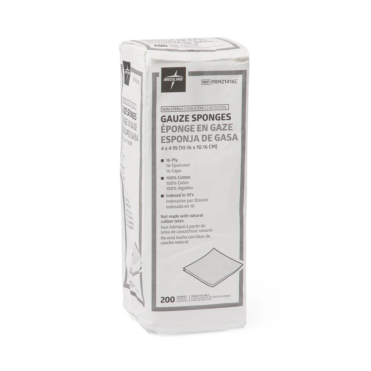 Medline 100% Cotton Woven Non-Sterile Gauze Sponges, 8/12/16 Ply, Multiple Sizes - Image 4