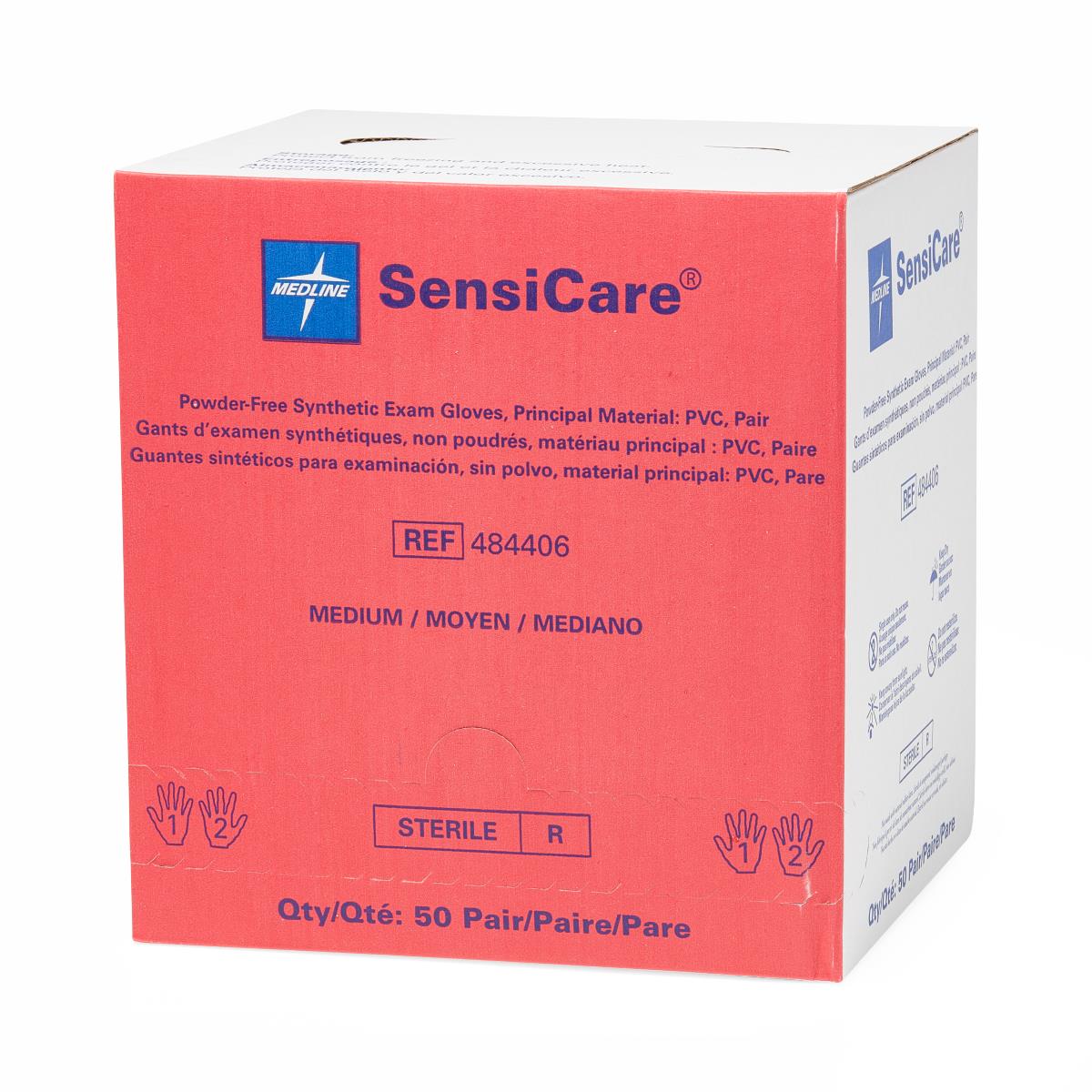 Medline SensiCare Sterile Powder-Free (PF) Synthetic Stretch Vinyl Exam Gloves, Latex-Free - Image 2