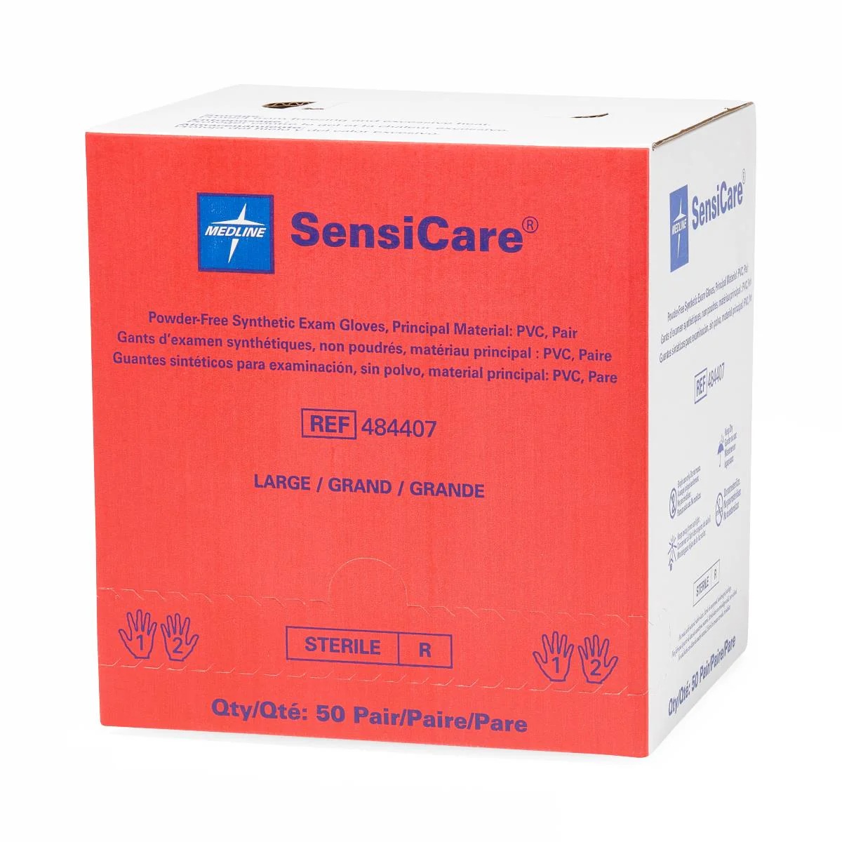 Medline SensiCare Sterile Powder-Free (PF) Synthetic Stretch Vinyl Exam Gloves, Latex-Free - Image 4