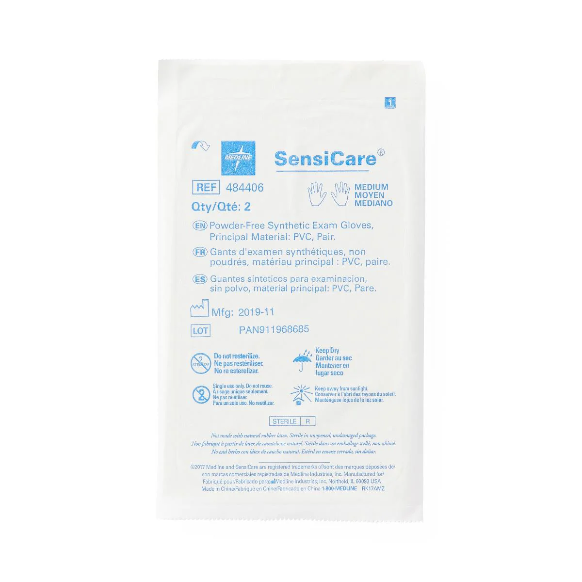 Medline SensiCare Sterile Powder-Free (PF) Synthetic Stretch Vinyl Exam Gloves, Latex-Free - Image 5