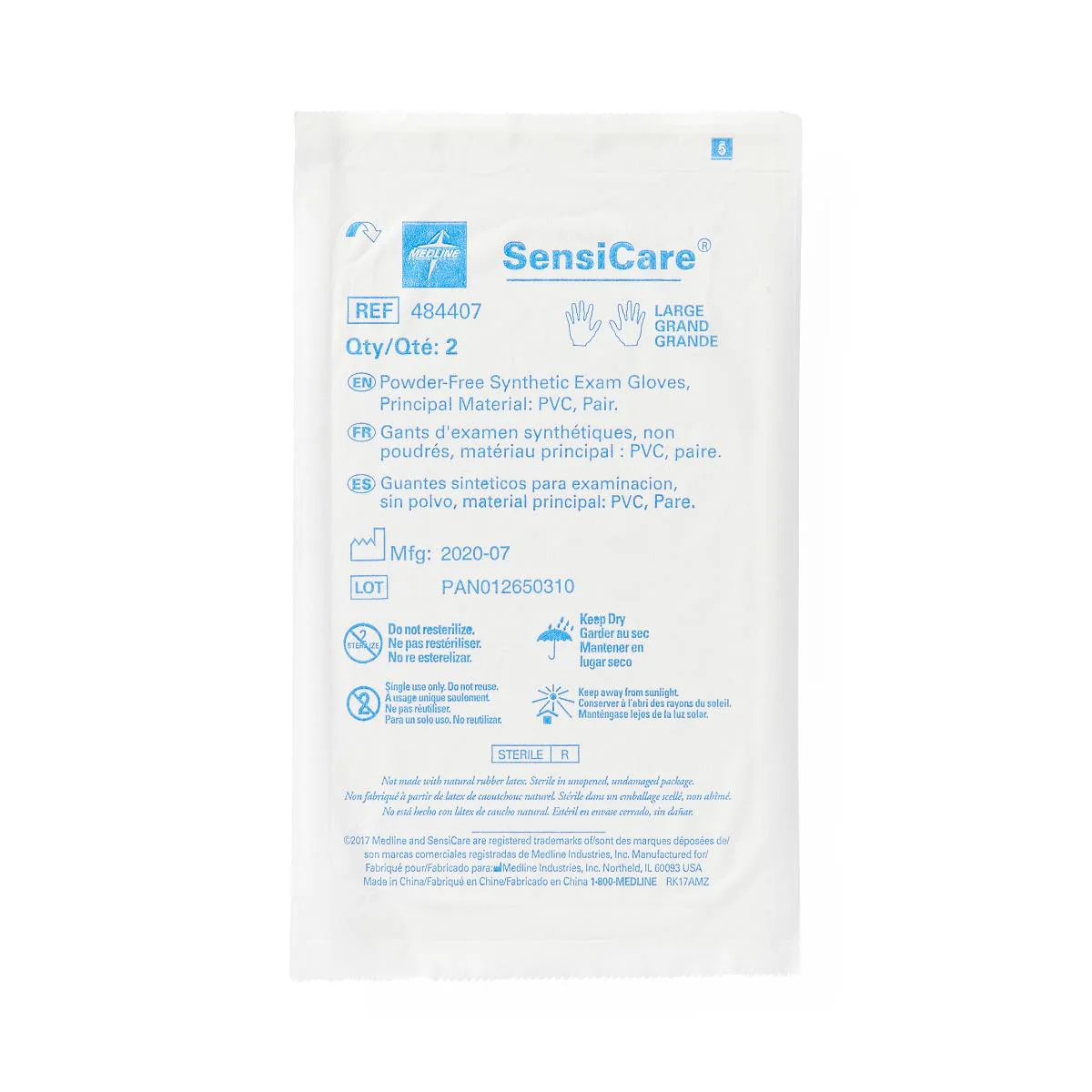 Medline SensiCare Sterile Powder-Free (PF) Synthetic Stretch Vinyl Exam Gloves, Latex-Free - Image 6