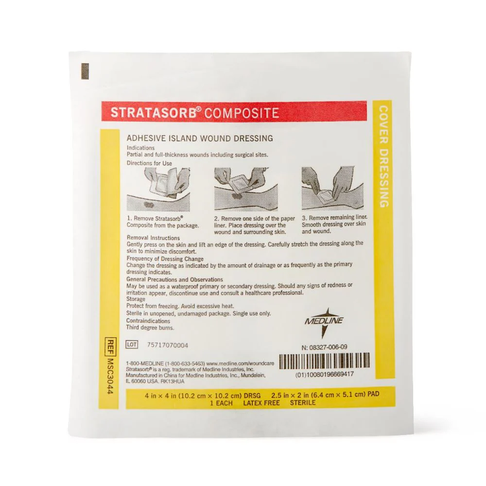 Medline Stratasorb Composite Adhesive Island Wound Dressings, Non-Adherent, Waterproof - Image 3