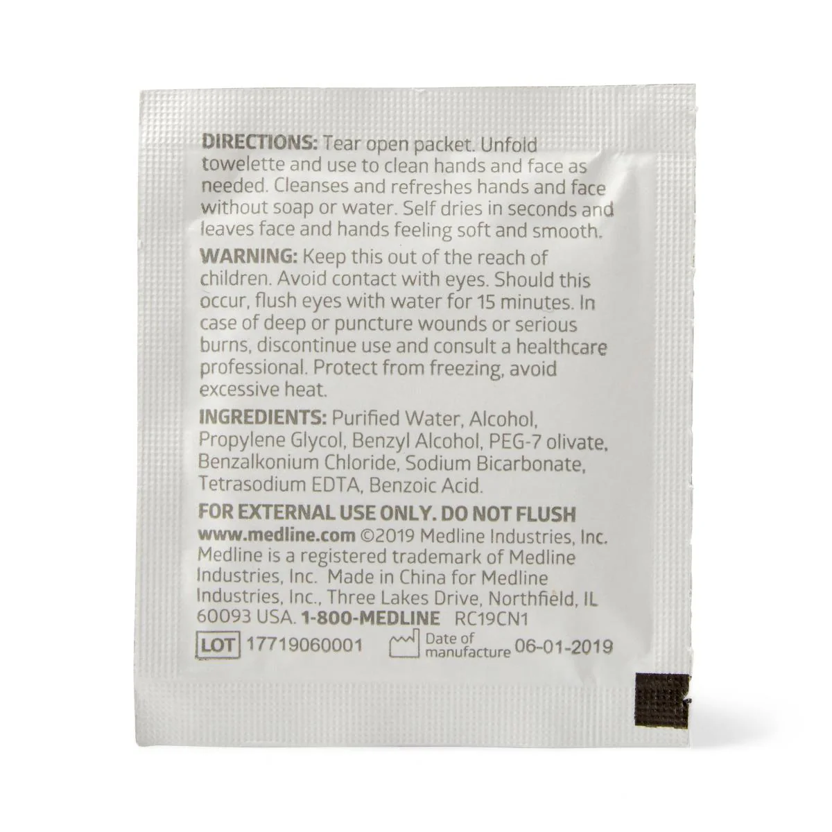 Medline Wash-Up Wet Wipes with BZK, 5 x 7 In., Alcohol Free, Latex free, MDS094188 - Image 3