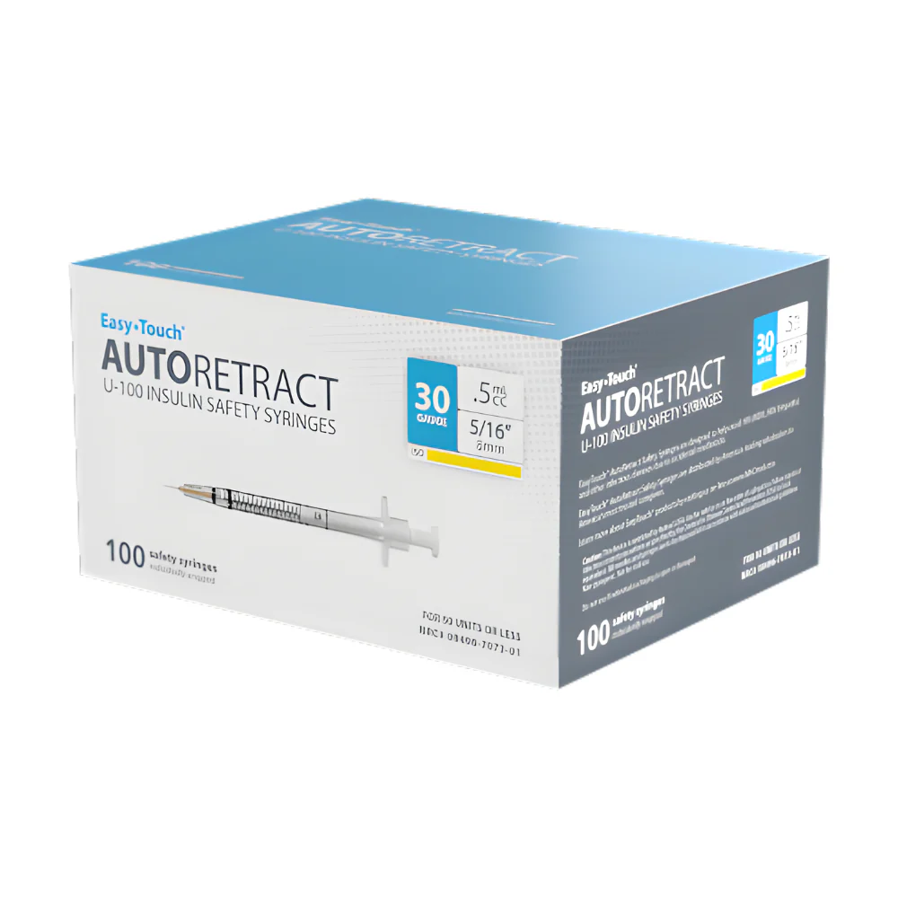 MHC EasyTouch AutoRetract Safety Insulin Syringe, Easy Touch - Image 2