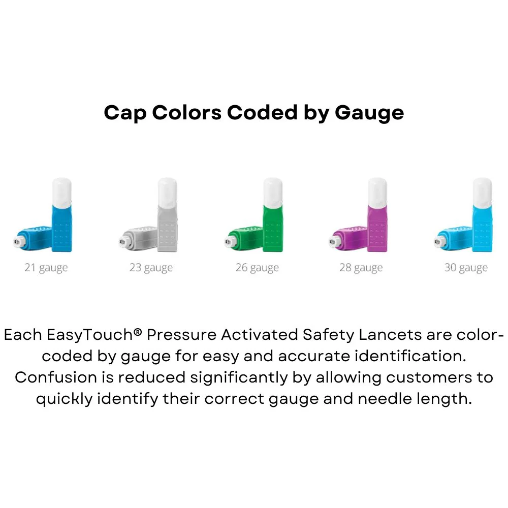 MHC EasyTouch Pressure Activated Safety Lancets, 21/23/26/28/30G, Easy Touch - Image 6