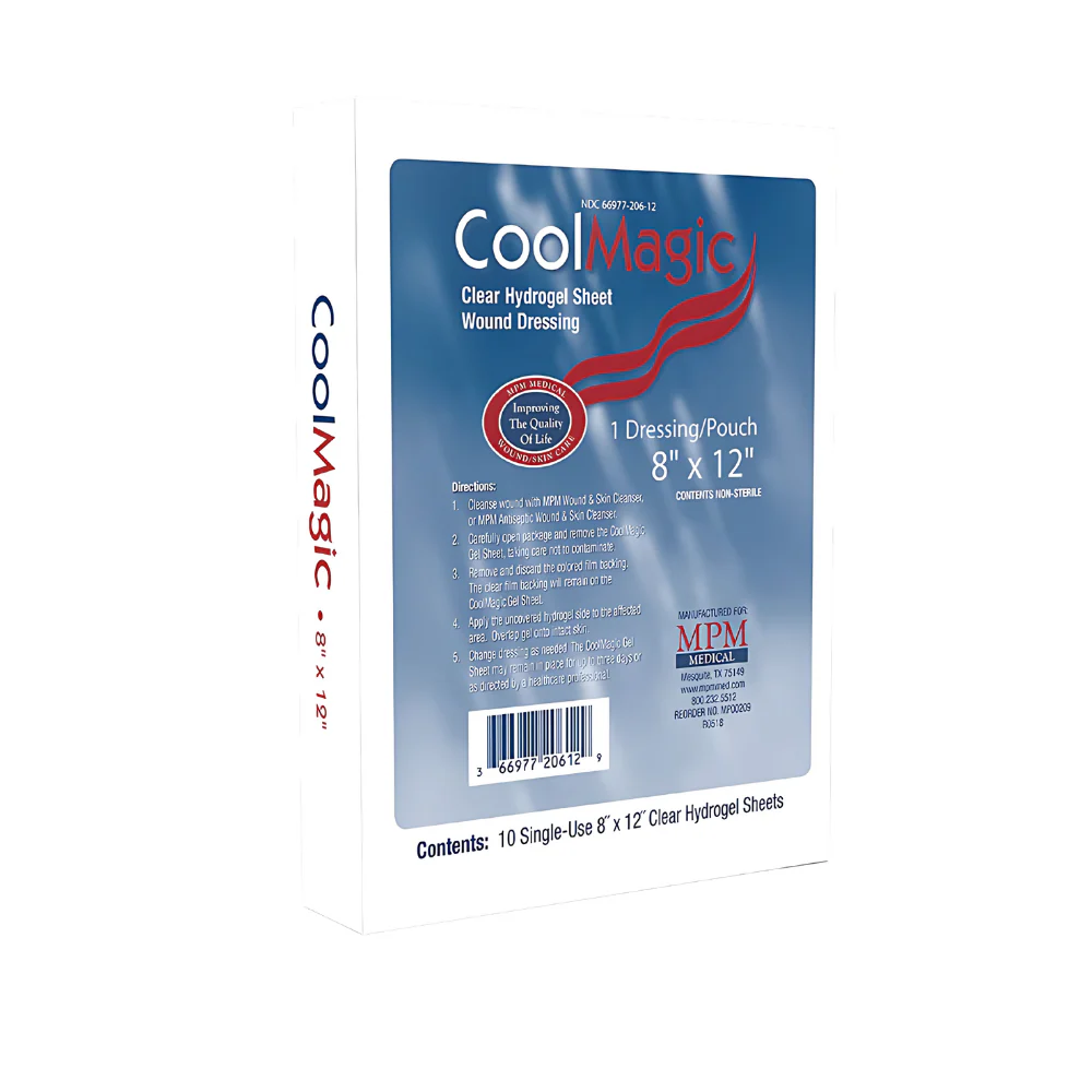 MPM Medical CoolMagic Hydrogel Polymer Sheet Dressing, Semi Occlusive, Instant Cooling, Soothing, Hydrophilic - Image 4