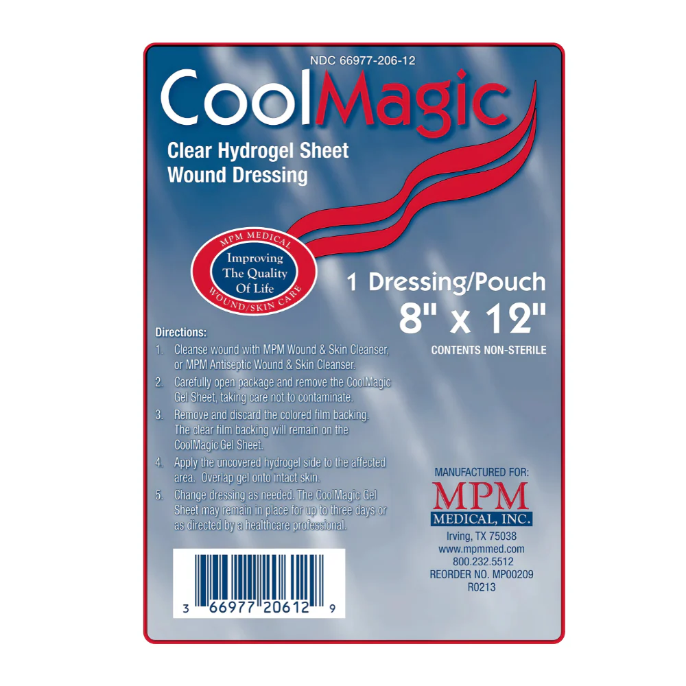 MPM Medical CoolMagic Hydrogel Polymer Sheet Dressing, Semi Occlusive, Instant Cooling, Soothing, Hydrophilic - Image 6