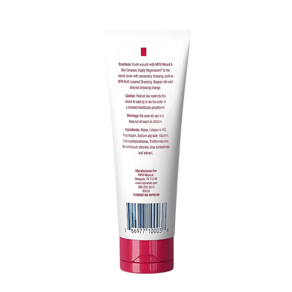 MPM Medical Regenecare Wound Care Hydrogel 3 oz. Tube, 2% Lidocaine - Image 2
