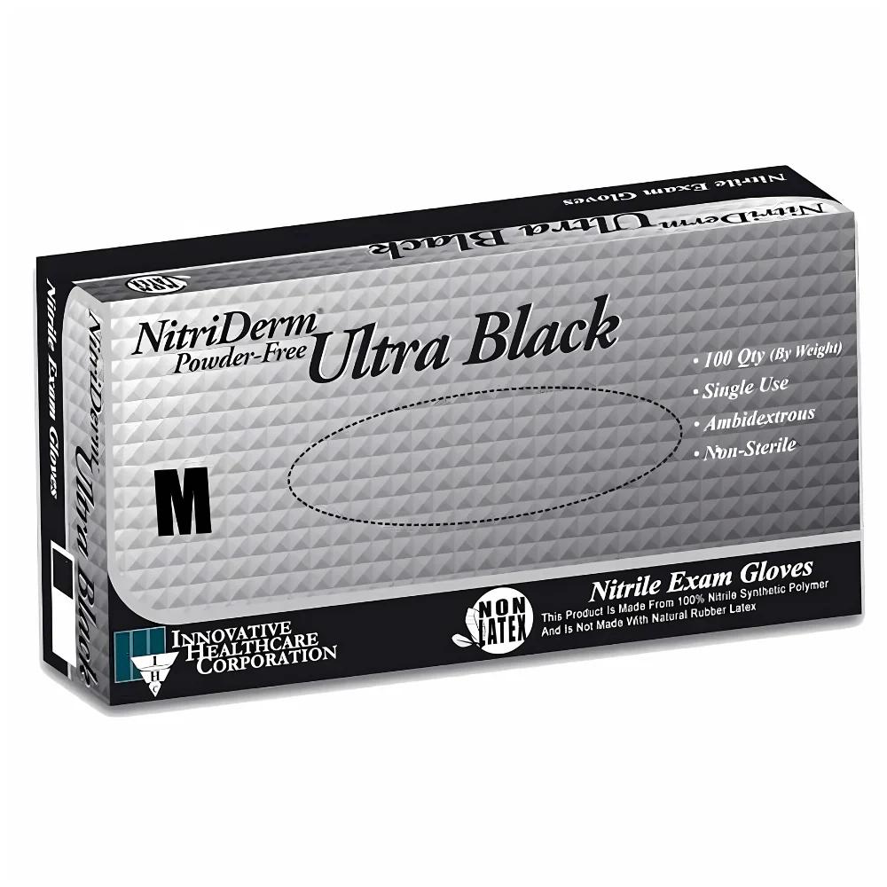 NitriDerm Black Nitrile 187 Series Examination Gloves, Black, Powder-free, Latex-free, Non-Sterile - Image 3