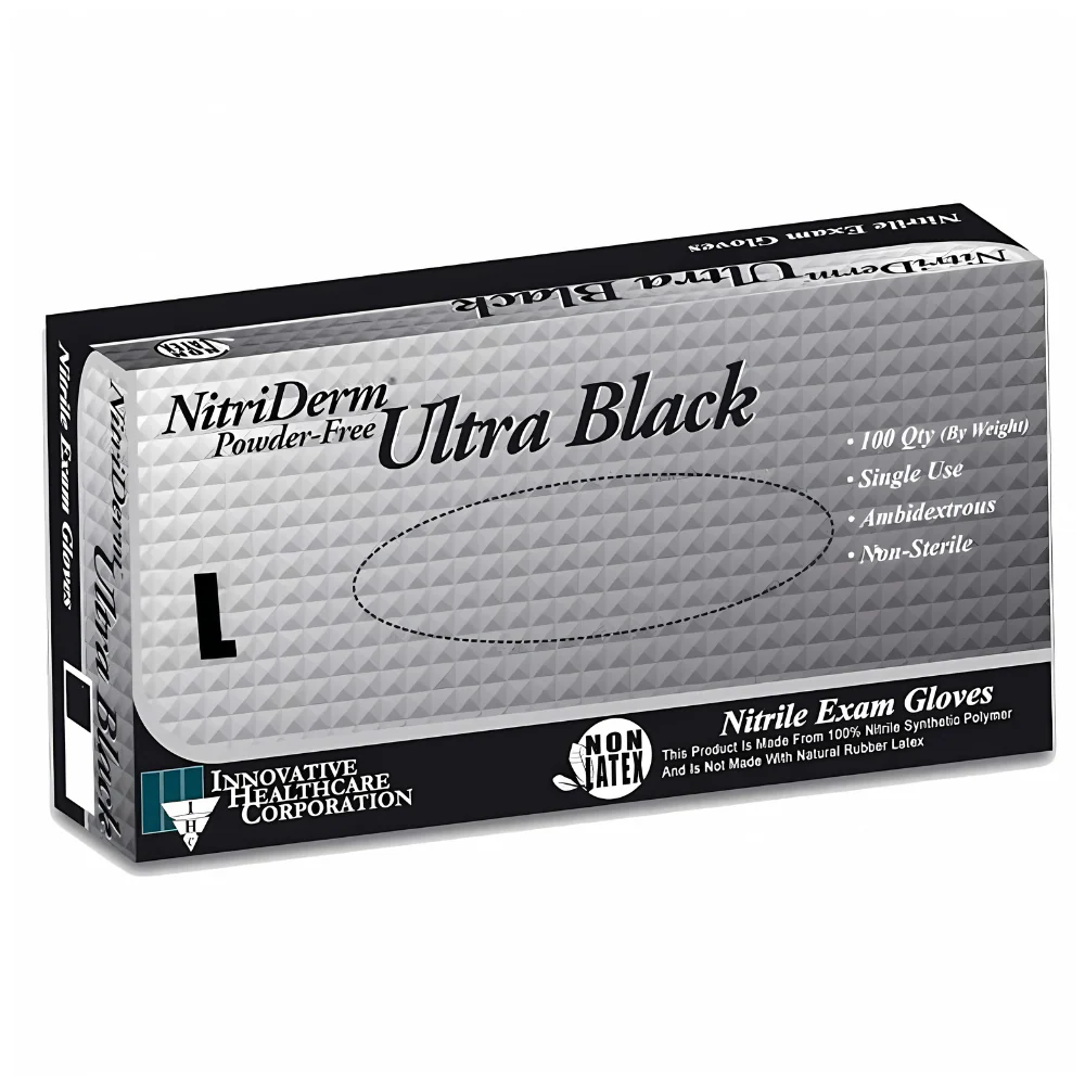 NitriDerm Black Nitrile 187 Series Examination Gloves, Black, Powder-free, Latex-free, Non-Sterile - Image 4