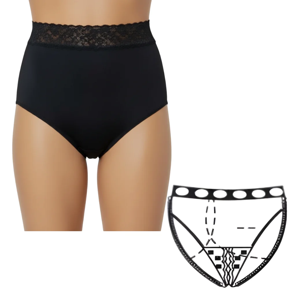 OPTIONS Ladies' Backless Ostomy Support Undergarment with Split-Lace Crotch and Built-In Barrier - Image 3