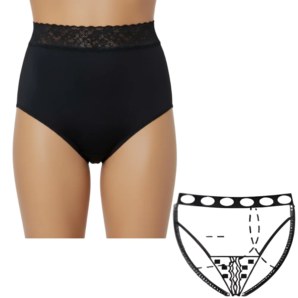 OPTIONS Ladies' Backless Ostomy Support Undergarment with Split-Lace Crotch and Built-In Barrier - Image 6