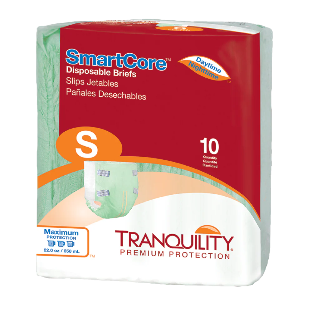 Tranquility SmartCore Disposable Brief, 22 oz Fluid Capacity, Small (24" - 32"), Green