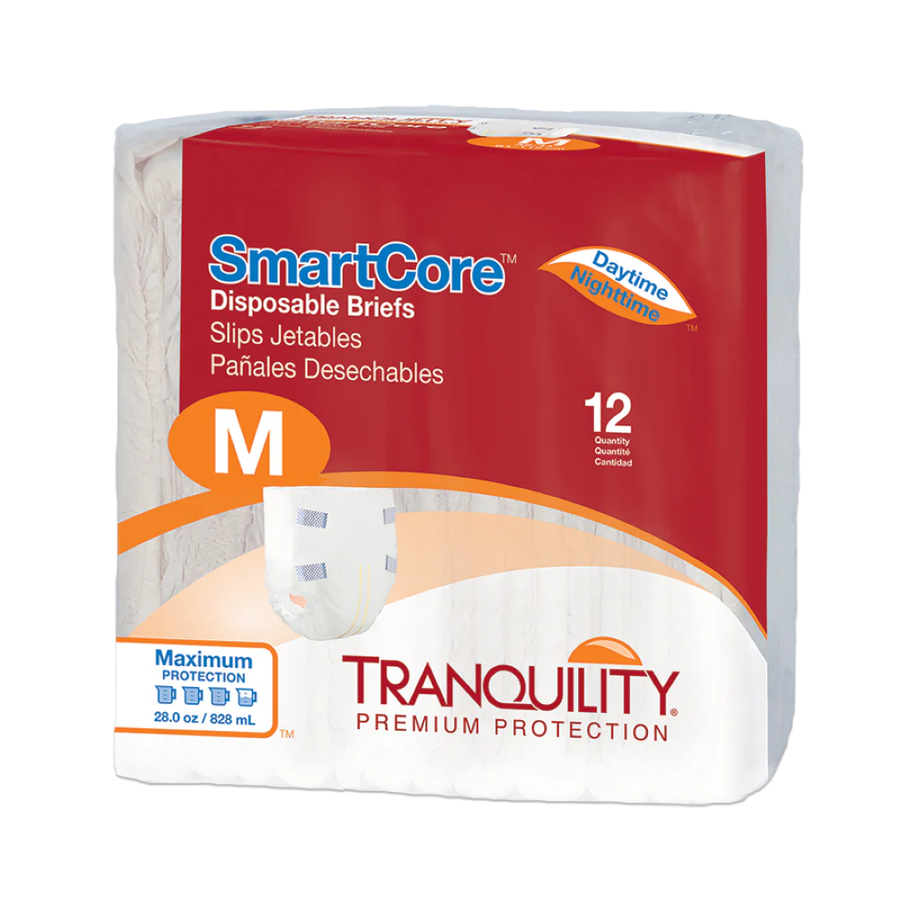 Tranquility SmartCore Disposable Brief, 28 oz Fluid Capacity, Medium (32" - 44"), White - Replaces PU2412