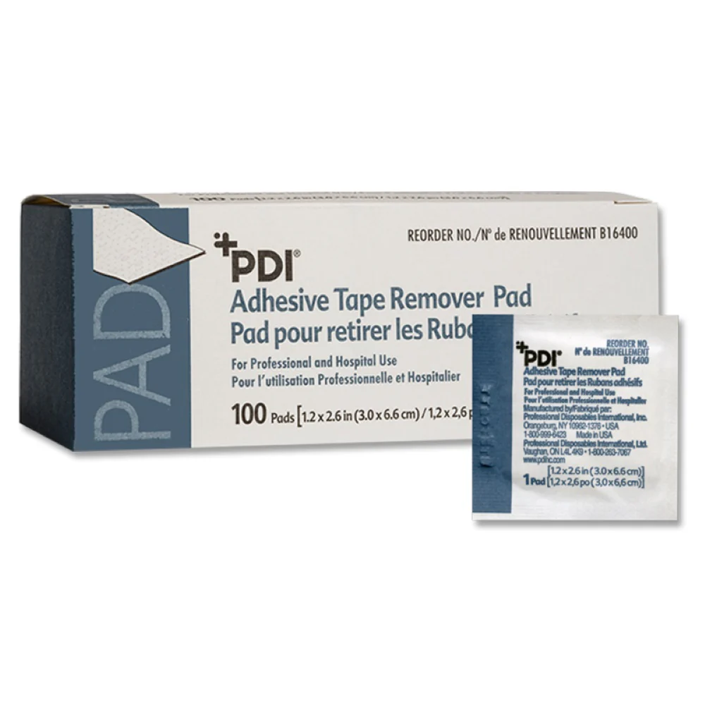 PDI Adhesive Tape Remover Pads, 1.2 x 2.6 Inches, Box of 100, B16400