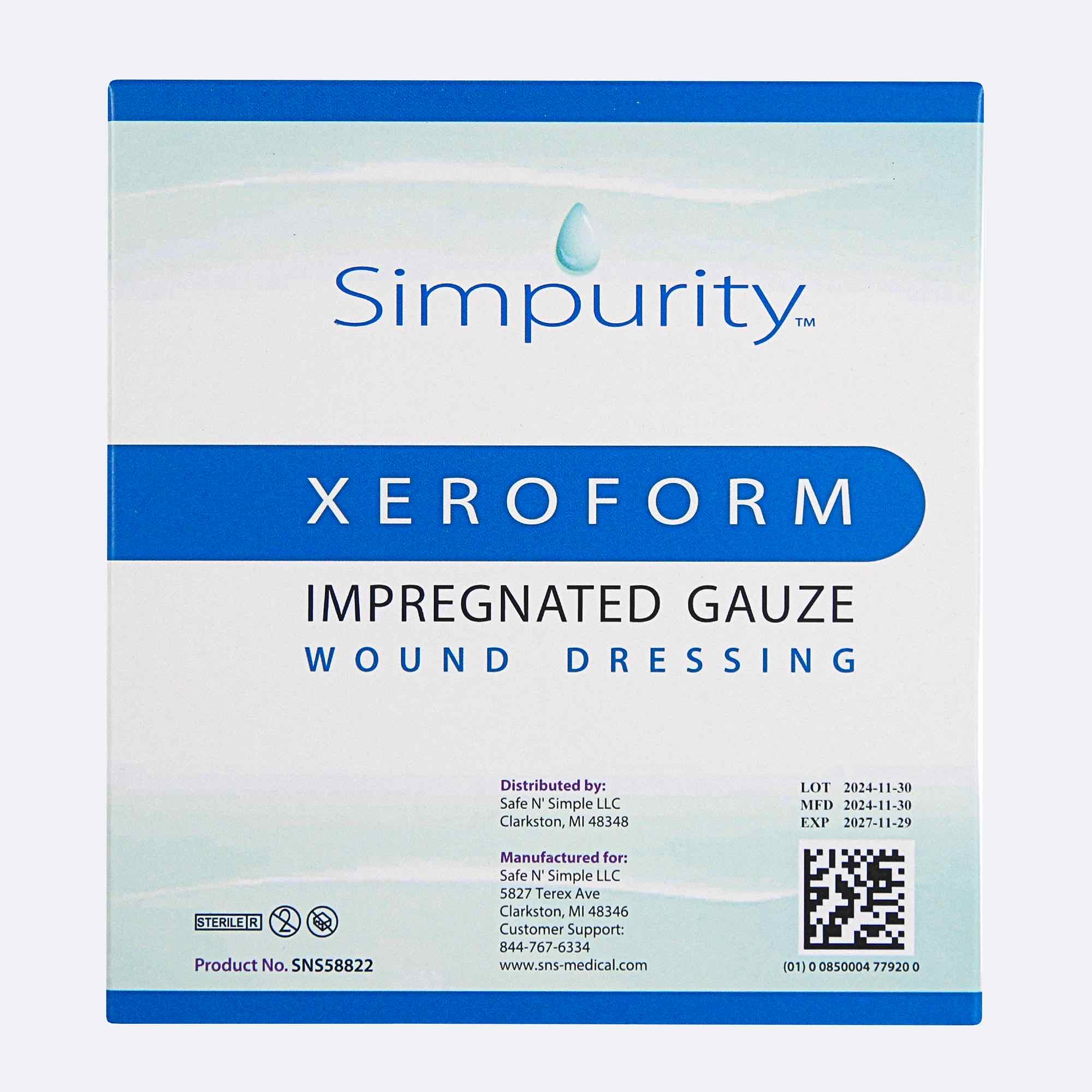 Safe N Simple Simpurity Xeroform Impregnated Occlusive Gauze Wound Dressing, Non-Adherent Primary Dressing - Image 2