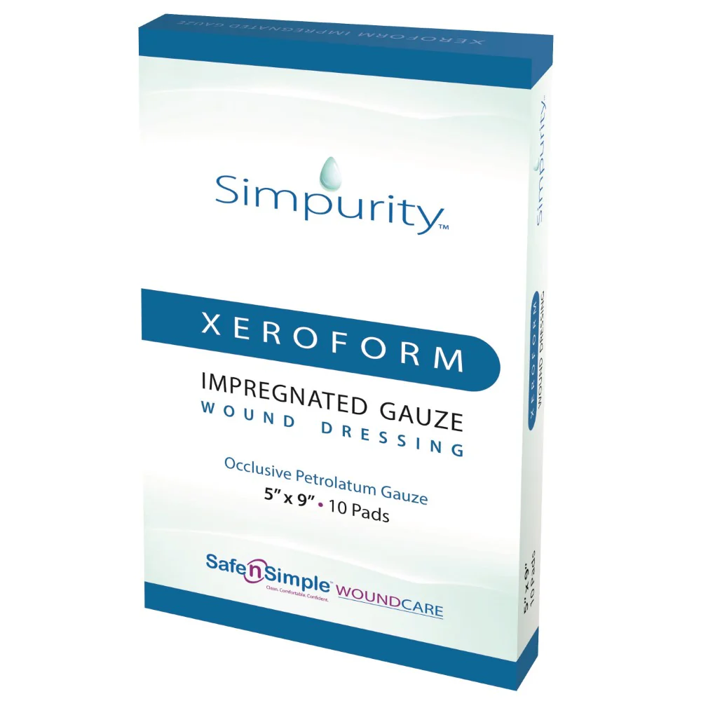 Safe N Simple Simpurity Xeroform Impregnated Occlusive Gauze Wound Dressing, Non-Adherent Primary Dressing - Image 4