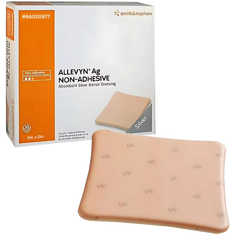 Smith & Nephew Allevyn Ag Non-Adhesive Absorbent Silver Sulfadiazine Barrier Hydrocellular Dressing