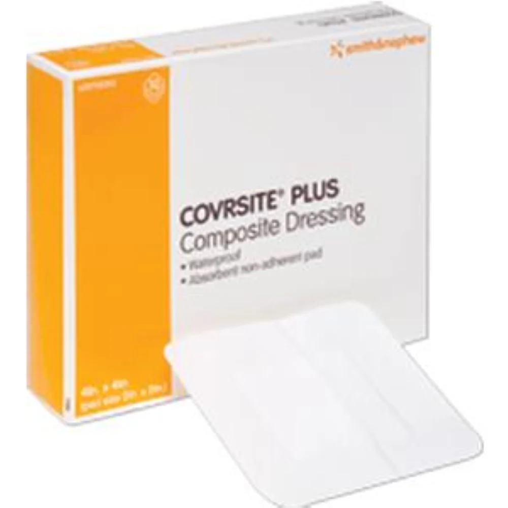 Smith & Nephew Covrsite Plus Waterproof Adhesive Composite Dressing, 4 in x 4 in or 6 in x 6 in, Extensible, Conformable