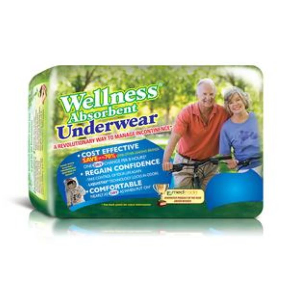 Wellness Absorbent Underwear, Medium 19" to 30" Waist
