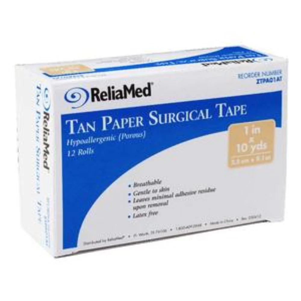 Cardinal Health Essentials Paper Tan Tape, Latex-Free, 1" x 10 yds